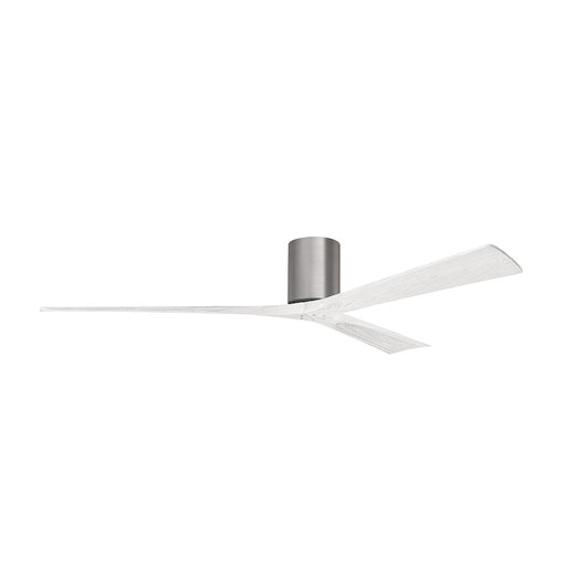 Matthews Fans Irene-3H 72in 3-Blade Flush Mount Ceiling Fan | Brushed Pewter and Matte White Solid Wood Blades | Covered | Model IR3H-BP-MWH-72