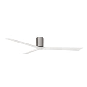 Matthews Fans Irene-3H 72in 3-Blade Flush Mount Ceiling Fan | Brushed Pewter and Matte White Solid Wood Blades | Covered | Model IR3H-BP-MWH-72