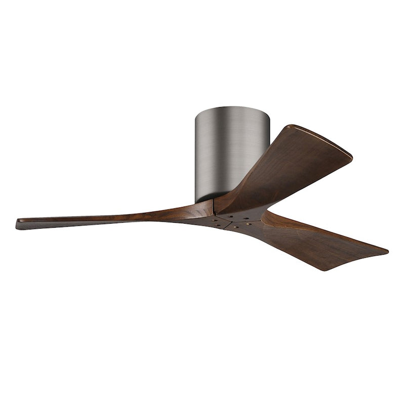 Matthews Fans Irene-3H 42in 3-Blade Flush Mount Ceiling Fan | Brushed Pewter and Walnut Solid Wood Blades | Bedroom & Living | Model IR3H-BP-WA-42