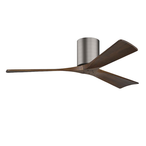 Matthews Fans Irene-3H 52in 3-Blade Flush Mount Ceiling Fan | Brushed Pewter and Walnut Solid Wood Blades | Bedroom & Living | Model IR3H-BP-WA-52