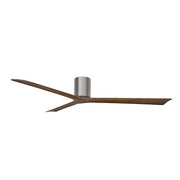 Matthews Fans Irene-3H 72in 3-Blade Flush Mount Ceiling Fan | Brushed Pewter and Walnut Solid Wood | Covered Patio & Large | Model IR3H-BP-WA-72