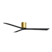 Matthews Fans Irene-3H 72in 3-Blade Flush Mount Ceiling Fan | Brushed Brass and Matte Black Solid Wood Blades | Covered Patio | Model IR3H-BRBR-BK-72