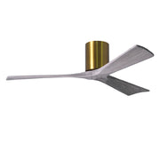 Matthews Fan Irene-H 52in 3-Blade Flush Mount Ceiling Fan | Brushed Brass and Barn Wood | Bedroom & Living Room | Model IR3H-BRBR-BW-52