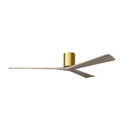 Matthews Fans Irene-3H 72in 3-Blade Flush Mount Ceiling Fan | Contemporary Brushed Brass and Gray Ash Wood | Covered Patio | Model IR3H-BRBR-GA-72