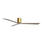 Matthews Fans Irene-3H 72in 3-Blade Flush Mount Ceiling Fan | Contemporary Brushed Brass and Gray Ash Wood | Covered Patio | Model IR3H-BRBR-GA-72