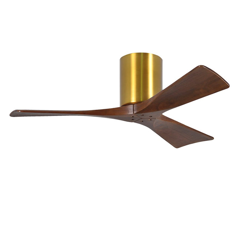 Matthews Fan Atlas Irene-3H 42in 3-Blade Ceiling Fan | Rustic Modern Brushed Brass and Walnut Wood | Bedroom & Living Room | Model IR3H-BRBR-WA-42