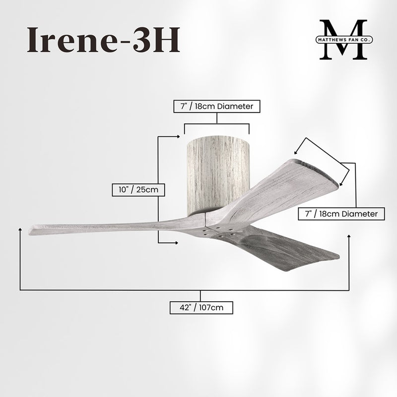 Matthews Fans Irene 3H 42in 3-Blade Ceiling Fan | Rustic Barnwood Solid Wood | Bedroom & Home Office | 42 x 42 x 10 in | Model IR3H-BW-BW-42