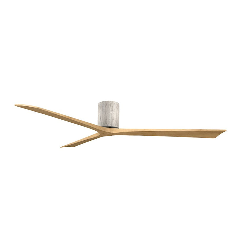 Matthews Fans Irene-3H 72in 3-Blade Flush Mount Ceiling Fan | Rustic Barn Wood and Light Maple Solid Wood Blades | Large Living | Model IR3H-BW-LM-72