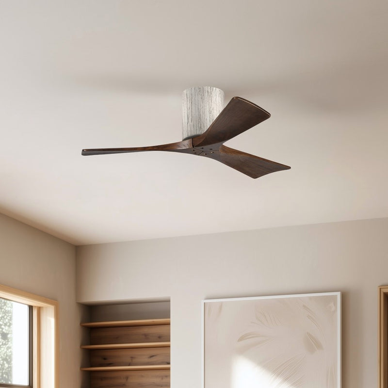 Matthews Fans Irene-3H 42in 3-Blade Ceiling Fan | Rustic Barnwood and Walnut Solid Wood | Bedroom & Home Office | Model IR3H-BW-WA-42