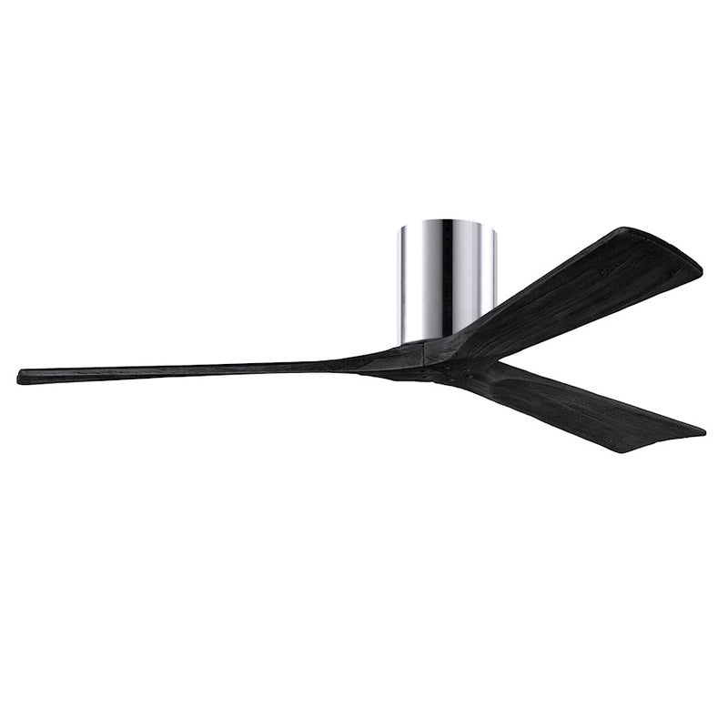 Matthews Fans Irene-3H 60in 3-Blade Ceiling Fan | Contemporary Polished Chrome and Matte Black Solid Wood Blades | Living Room | Model IR3H-CR-BK-60
