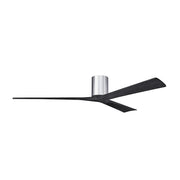 Matthews Fans Irene-3H 72in 3-Blade Ceiling Fan | Contemporary Polished Chrome and Matte Black Solid Wood Blades | Great Room | Model IR3H-CR-BK-72
