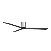 Matthews Fans Irene-3H 72in 3-Blade Ceiling Fan | Contemporary Polished Chrome and Matte Black Solid Wood Blades | Great Room | Model IR3H-CR-BK-72