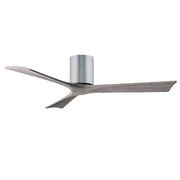 Matthews Fan Irene-H 52in 3-Blade Flush Mount Ceiling Fan | Polished Chrome and Barn Wood Solid Wood Blades | Living Room | Model IR3H-CR-BW-52