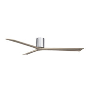 Matthews Fans Irene-3H 72in 3-Blade Flush Mount Ceiling Fan | Contemporary Polished Chrome and Gray Ash Solid Wood | Covered | Model IR3H-CR-GA-72