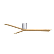 Matthews Fans Irene-3H 72in 3-Blade Flush Mount Ceiling Fan | Contemporary Polished Chrome and Light Maple Solid Wood | Great | Model IR3H-CR-LM-72