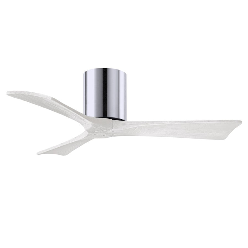 Matthews Fans Irene-3H 42in 3-Blade Ceiling Fan | Contemporary Polished Chrome and Matte White Solid Wood | Bedroom & Kitchen | Model IR3H-CR-MWH-42