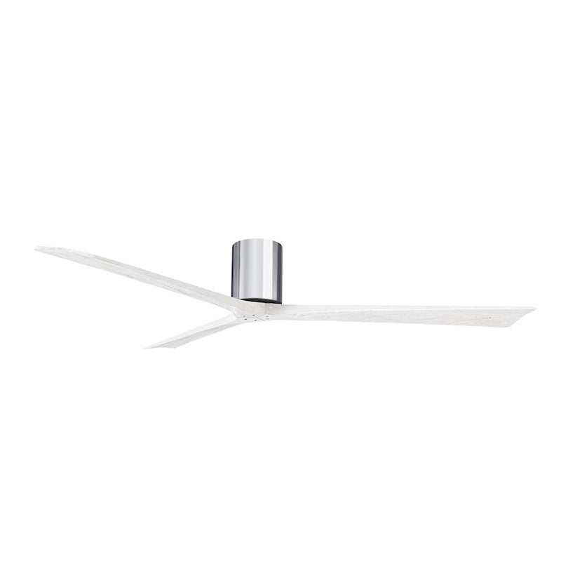 Matthews Fans Irene 3H 72in 3-Blade Ceiling Fan | Contemporary Polished Chrome and Matte White Solid Wood | Great Room | Model IR3H-CR-MWH-72