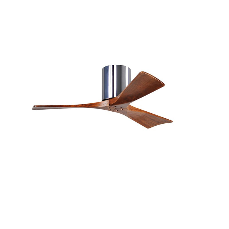 Matthews Fan Irene-H 42in 3-Blade Flush Mount Ceiling Fan | Polished Chrome and Walnut Solid Wood Blades | Bedroom & Covered | Model IR3H-CR-WA-42