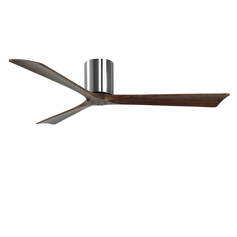 Matthews Fan Irene-3H 60in 3-Blade Flush Ceiling Fan | Polished Chrome and Walnut Wood Blades | Living Room & Bedroom | Model IR3H-CR-WA-60