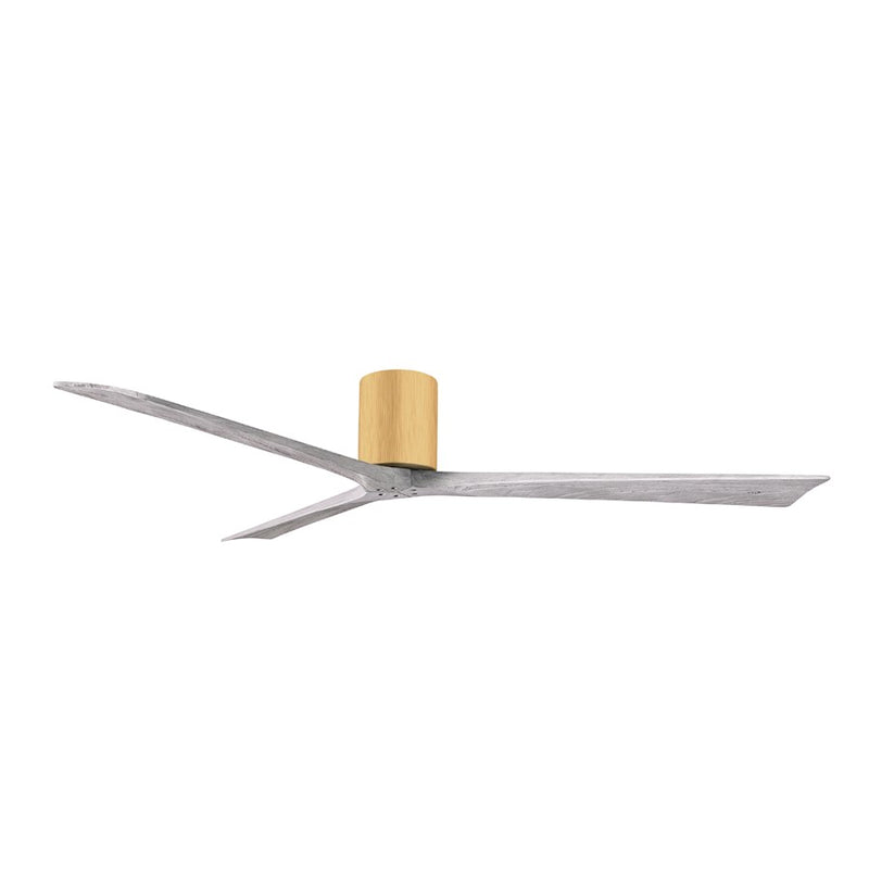 Matthews Fans Irene-3H 72in 3-Blade Flush Mount Ceiling Fan | Contemporary Light Maple and Barn Wood | Covered Patio & Great | Model IR3H-LM-BW-72