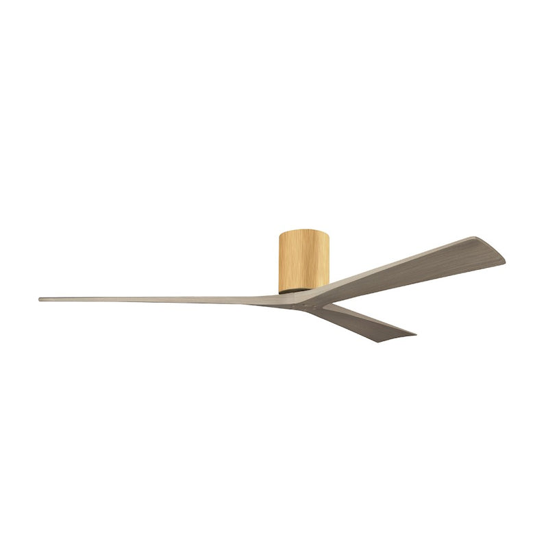 Matthews Fans Irene-3H 72in 3-Blade Flush Mount Ceiling Fan | Contemporary Light Maple and Gray Ash Wood | Covered Patio | Model IR3H-LM-GA-72