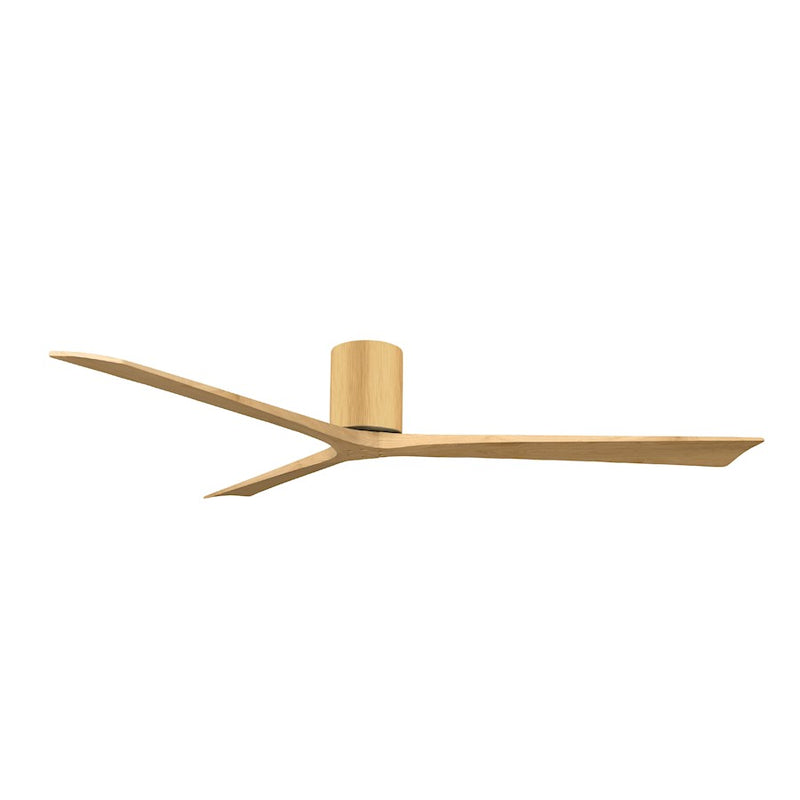 Matthews Fans Irene-3H 72in 3-Blade Flush Ceiling Fan | Contemporary Light Maple Solid Wood | Great Rooms & Covered Patios | Model IR3H-LM-LM-72