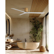 Matthews Fans Irene-3H 72in 3-Blade Flush Mount Ceiling Fan | Contemporary Light Maple and Matte White Solid Wood | Covered | Model IR3H-LM-MWH-72