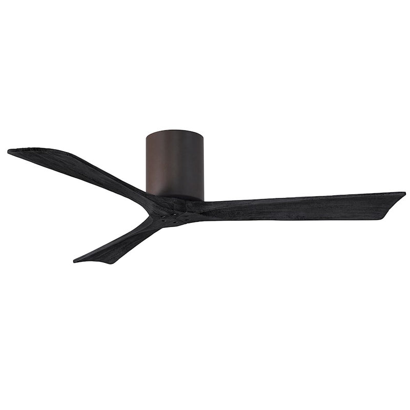 Matthews Fans Irene-3H 52in 3-Blade Flush Mount Ceiling Fan | Contemporary Textured Bronze and Matte Black Solid Wood | Living | Model IR3H-TB-BK-52