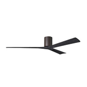 Matthews Fans Irene-3H 72in 3-Blade Flush Mount Ceiling Fan | Textured Bronze and Matte Black Solid Wood Blades | Covered Patio | Model IR3H-TB-BK-72