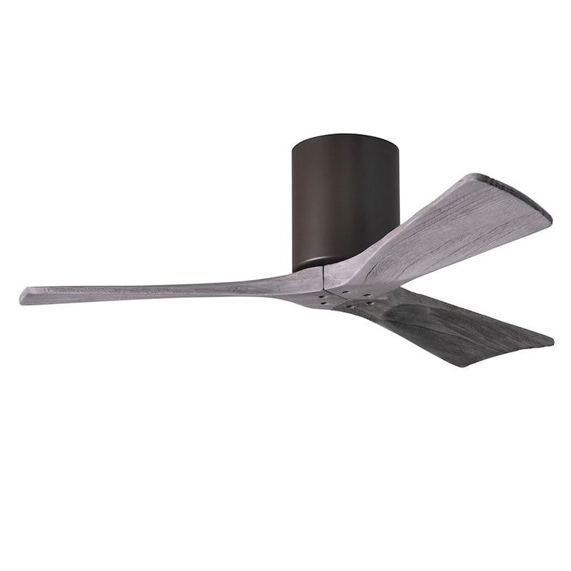 Matthews Fan Irene-H 42in 3-Blade Flush Ceiling Fan | Textured Bronze and Barn Wood Tone Solid Wood | Bedroom & Small Living | Model IR3H-TB-BW-42