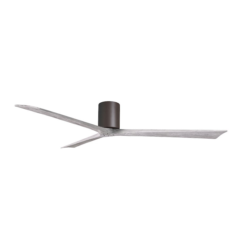 Matthews Fans Irene-3H 72in 3-Blade Flush Mount Ceiling Fan | Textured Bronze and Barn Wood Solid Wood Blades | Covered Patio | Model IR3H-TB-BW-72