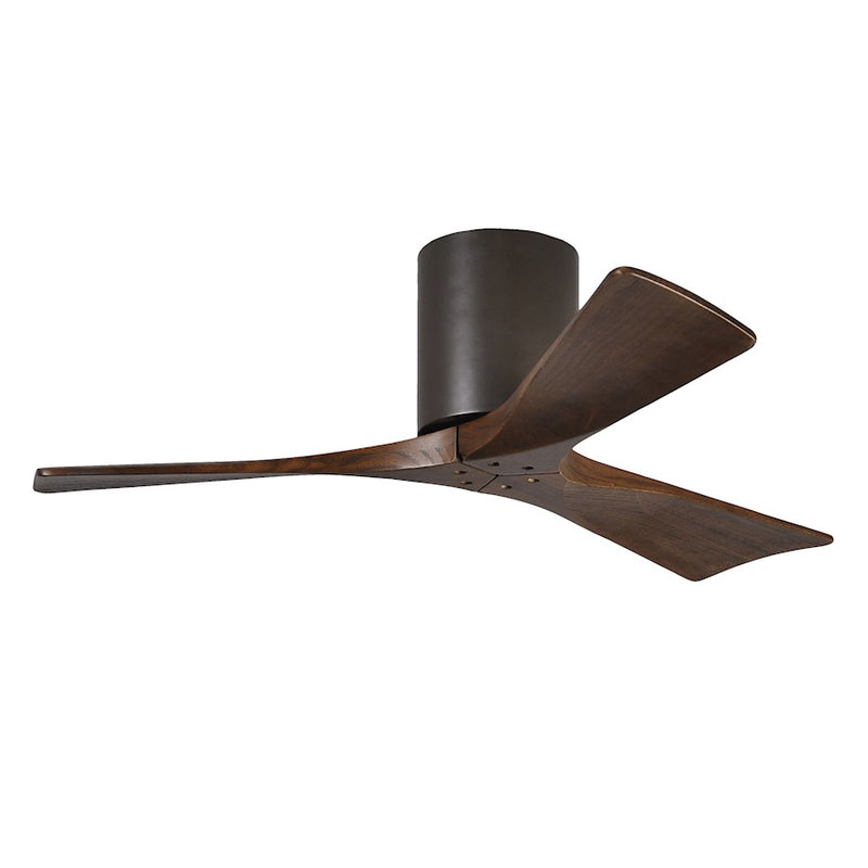 Matthews Fan Irene-3H 42in 3-Blade Flush Mount Ceiling Fan | Textured Bronze and Walnut Wood | Bedroom & Living Room | Model IR3H-TB-WA-42