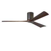 Matthews Fan Irene-3H 60in 3-Blade Flush Mount Ceiling Fan | Textured Bronze and Walnut Wood | Bedroom & Living Room | Model IR3H-TB-WA-60