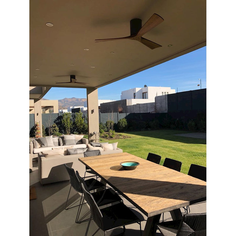 Matthews Fan Irene-3H 60in 3-Blade Flush Mount Ceiling Fan | Textured Bronze and Walnut Wood | Bedroom & Living Room | Model IR3H-TB-WA-60