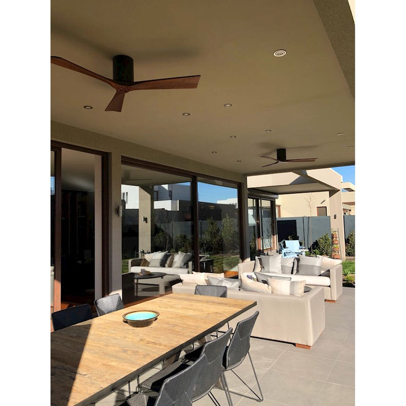 Matthews Fan Irene-3H 60in 3-Blade Flush Mount Ceiling Fan | Textured Bronze and Walnut Wood | Bedroom & Living Room | Model IR3H-TB-WA-60