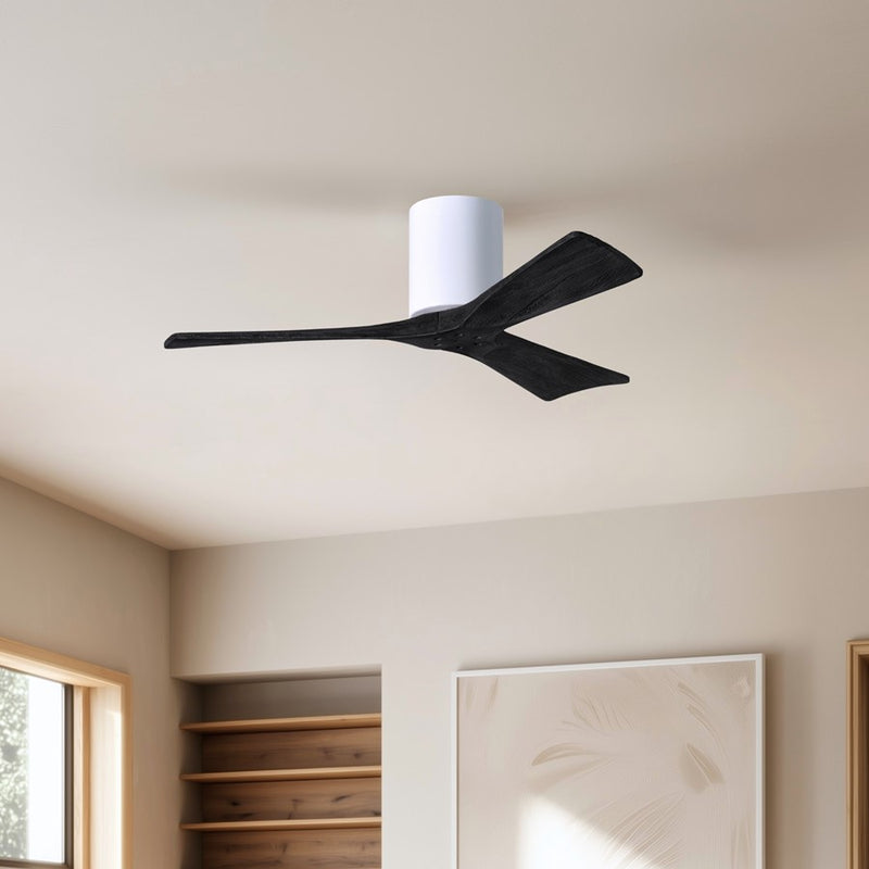 Matthews Fans Irene-3H 42in 3-Blade Ceiling Fan | Gloss White and Matte Black Solid Wood Blades | Bedroom & Home Office | Model IR3H-WH-BK-42