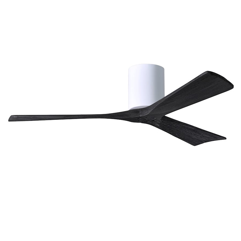 Matthews Fans Irene 3H 52in 3-Blade Ceiling Fan | Contemporary Gloss White and Matte Black Solid Wood | Bedroom & Living Room | Model IR3H-WH-BK-52