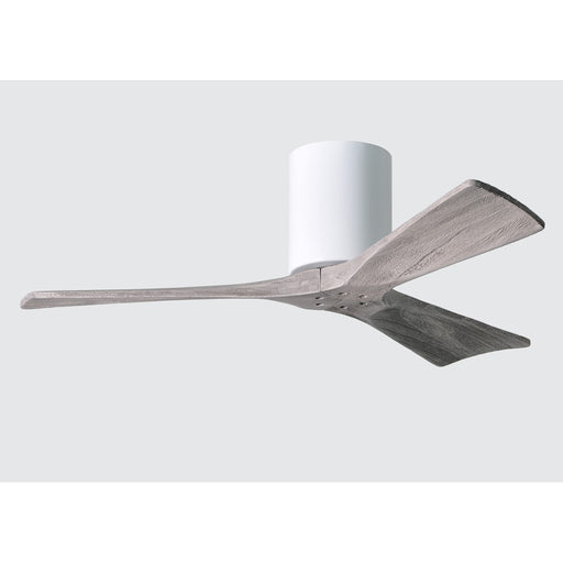 Matthews Fan Irene-3H 42in 3-Blade Flush Mount Ceiling Fan | Gloss White and Barn Wood | Bedroom & Living Room | 42 x 42 x 10 in | Model IR3H-WH-BW-42