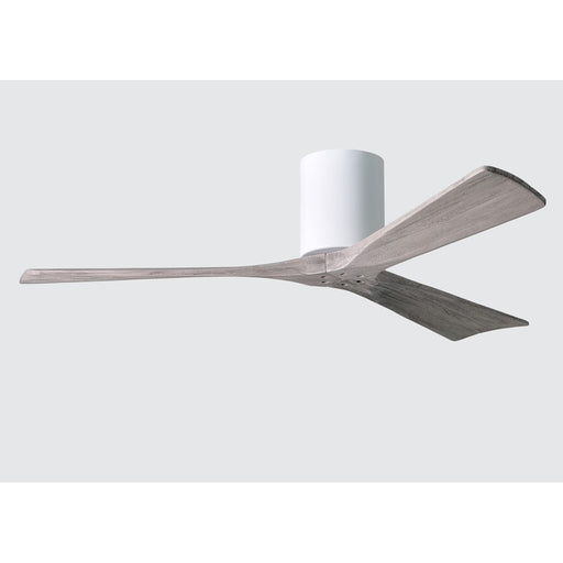 Matthews Fan Irene-H 52in 3-Blade Flush Mount Ceiling Fan | Gloss White and Barn Wood Solid Wood Blades | Bedroom & Living Room | Model IR3H-WH-BW-52