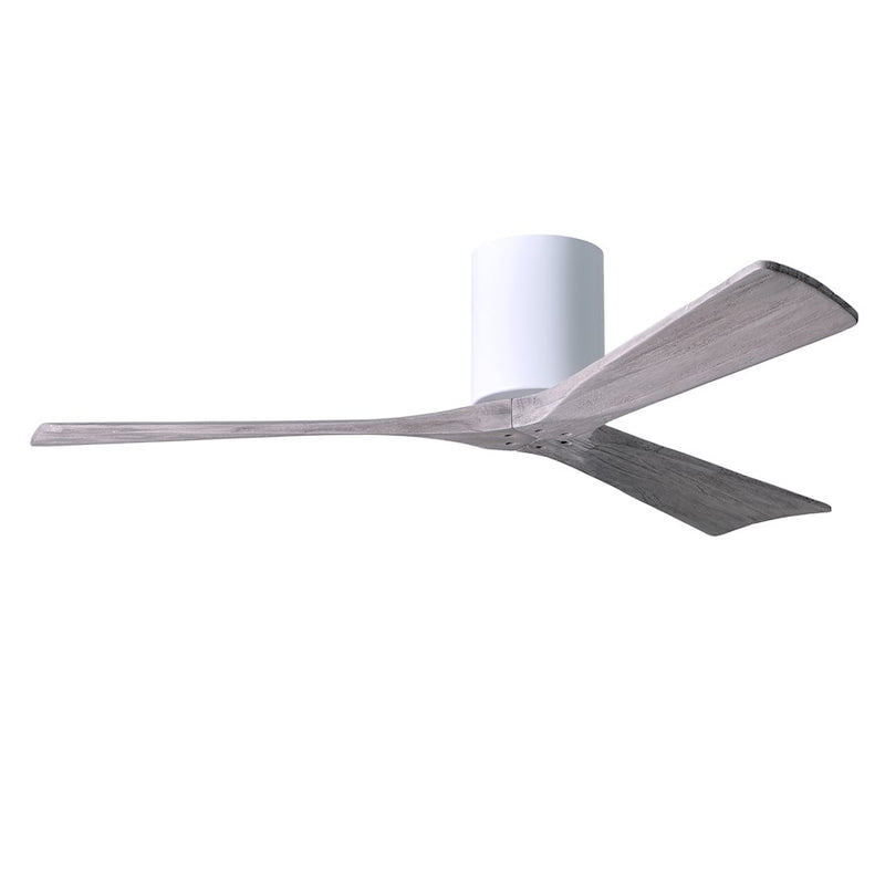Matthews Fan Irene-H 52in 3-Blade Flush Mount Ceiling Fan | Gloss White and Barn Wood Solid Wood Blades | Bedroom & Living Room | Model IR3H-WH-BW-52