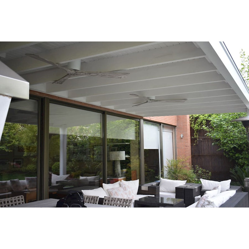 Matthews Fan Irene-H 52in 3-Blade Flush Mount Ceiling Fan | Gloss White and Barn Wood Solid Wood Blades | Bedroom & Living Room | Model IR3H-WH-BW-52