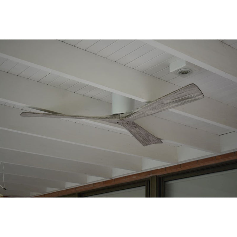 Matthews Fan Irene-H 52in 3-Blade Flush Mount Ceiling Fan | Gloss White and Barn Wood Solid Wood Blades | Bedroom & Living Room | Model IR3H-WH-BW-52