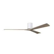 Matthews Fans Irene-3H 72in 3-Blade Flush Mount Ceiling Fan | Contemporary Gloss White and Gray Ash Solid Wood | Great Room | Model IR3H-WH-GA-72