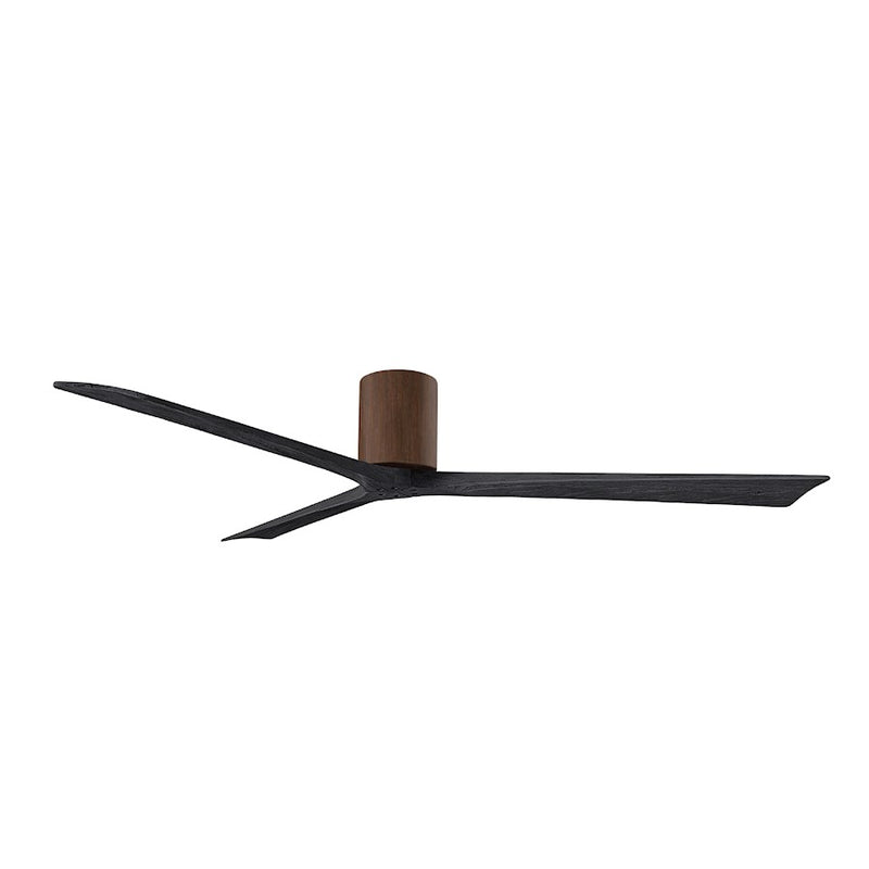 Matthews Fans Irene 3H 72in 3-Blade Ceiling Fan | Walnut and Matte Black Solid Wood | Living Room & Bedroom | 72 x 72 x 10 in | Model IR3H-WN-BK-72