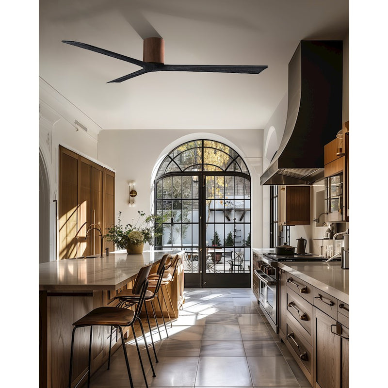 Matthews Fans Irene 3H 72in 3-Blade Ceiling Fan | Walnut and Matte Black Solid Wood | Living Room & Bedroom | 72 x 72 x 10 in | Model IR3H-WN-BK-72