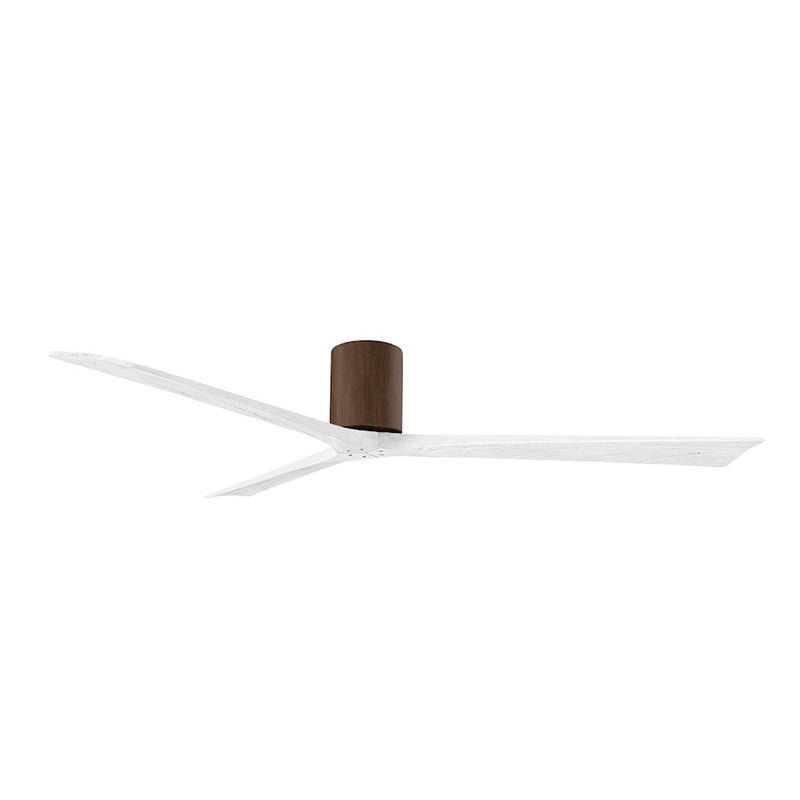 Matthews Fans Irene 3H 72in 3-Blade Ceiling Fan | Walnut and Matte White Solid Wood Blades | Great Room & Covered Patio | Model IR3H-WN-MWH-72