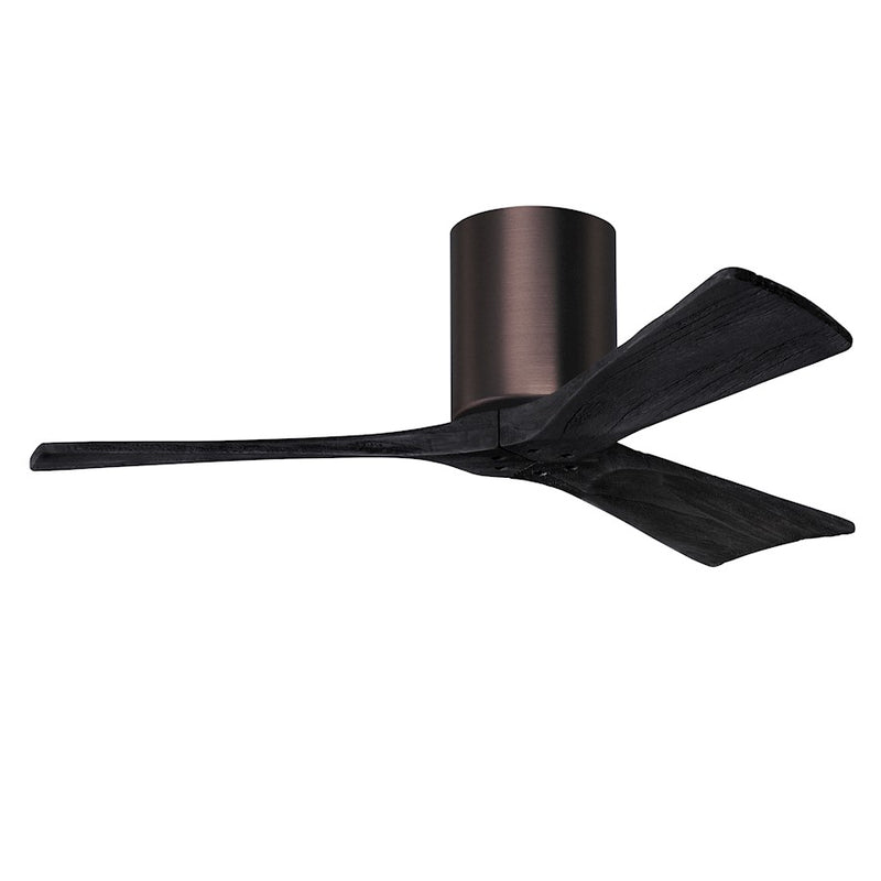 Matthews Fans Irene-3HLK 42in 3-Blade LED Ceiling Fan | Rustic Brushed Bronze and Matte Black Wood | Bedroom & Living Room | Model IR3HLK-BB-BK-42