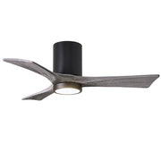 Matthews Fan Irene-HLK 42in 3-Blade LED Flush Ceiling Fan | Matte Black and Barn Wood Blades | Bedroom & Home Office | Model IR3HLK-BK-BW-42