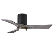 Matthews Fan Irene-HLK 42in 3-Blade LED Flush Ceiling Fan | Matte Black and Barn Wood Blades | Bedroom & Home Office | Model IR3HLK-BK-BW-42