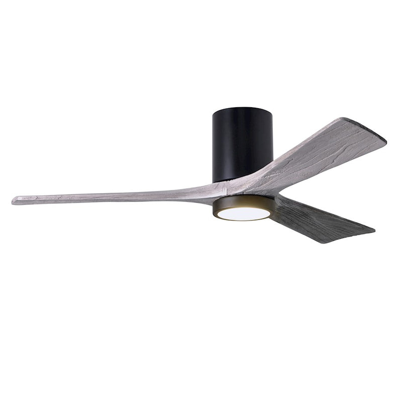 Matthews Fan Irene-HLK 52in 3-Blade LED Flush Ceiling Fan | Matte Black and Barn Wood Blades | Living Room & Bedroom | Model IR3HLK-BK-BW-52